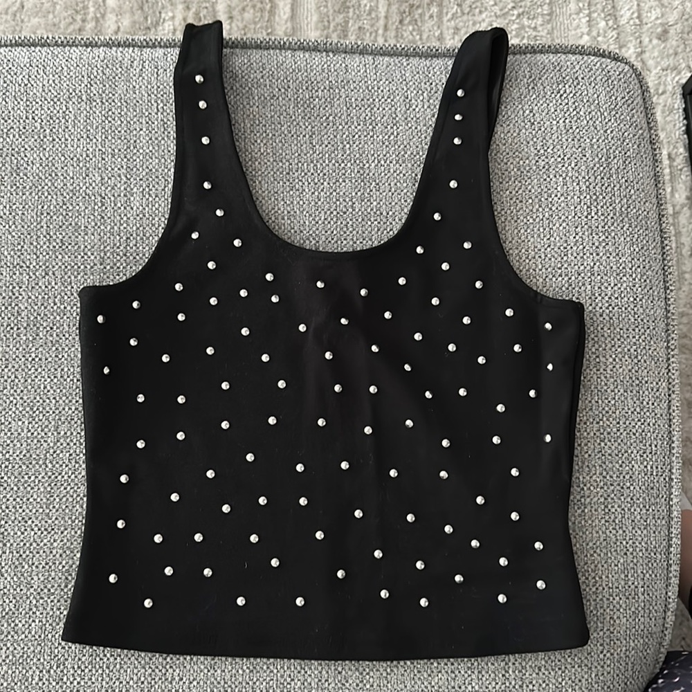 Black studded crop top